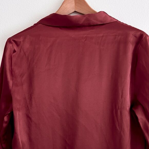 Vintage 90s Victoria Secret Size S Satin Sleep Shirt Burgundy Red Button Up - Picture 7 of 16